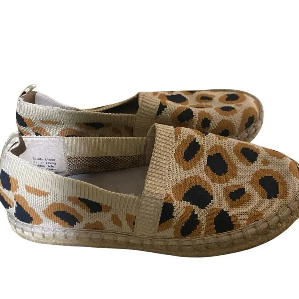 Deltan Hensley Leopard Print Flyknit Espadrille Flats size 7M